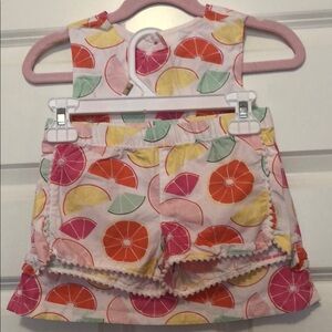 Colorful Citrus Print Girls Tank Top and Shorts Set